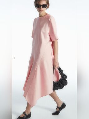 COS Asymmetric T-Shirt Dress Blush Pink Small